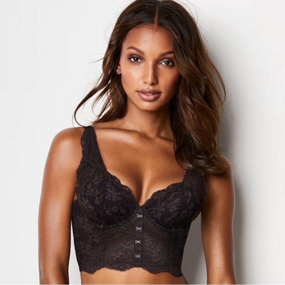 Victoria's Secret Lace Hook-and-eye Long Line Bra